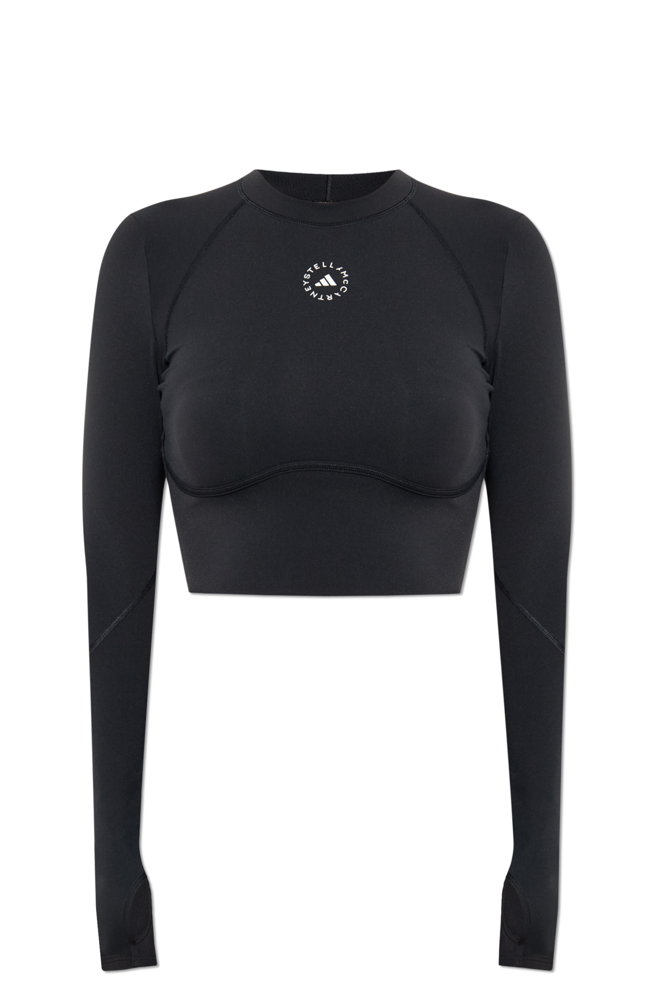 Tシャツ・カットソー Stella Mccartney Black Ribbed Long Sleeve Top Women's Tops, Shirts & T-Shirts | Organic Cotton & Silk